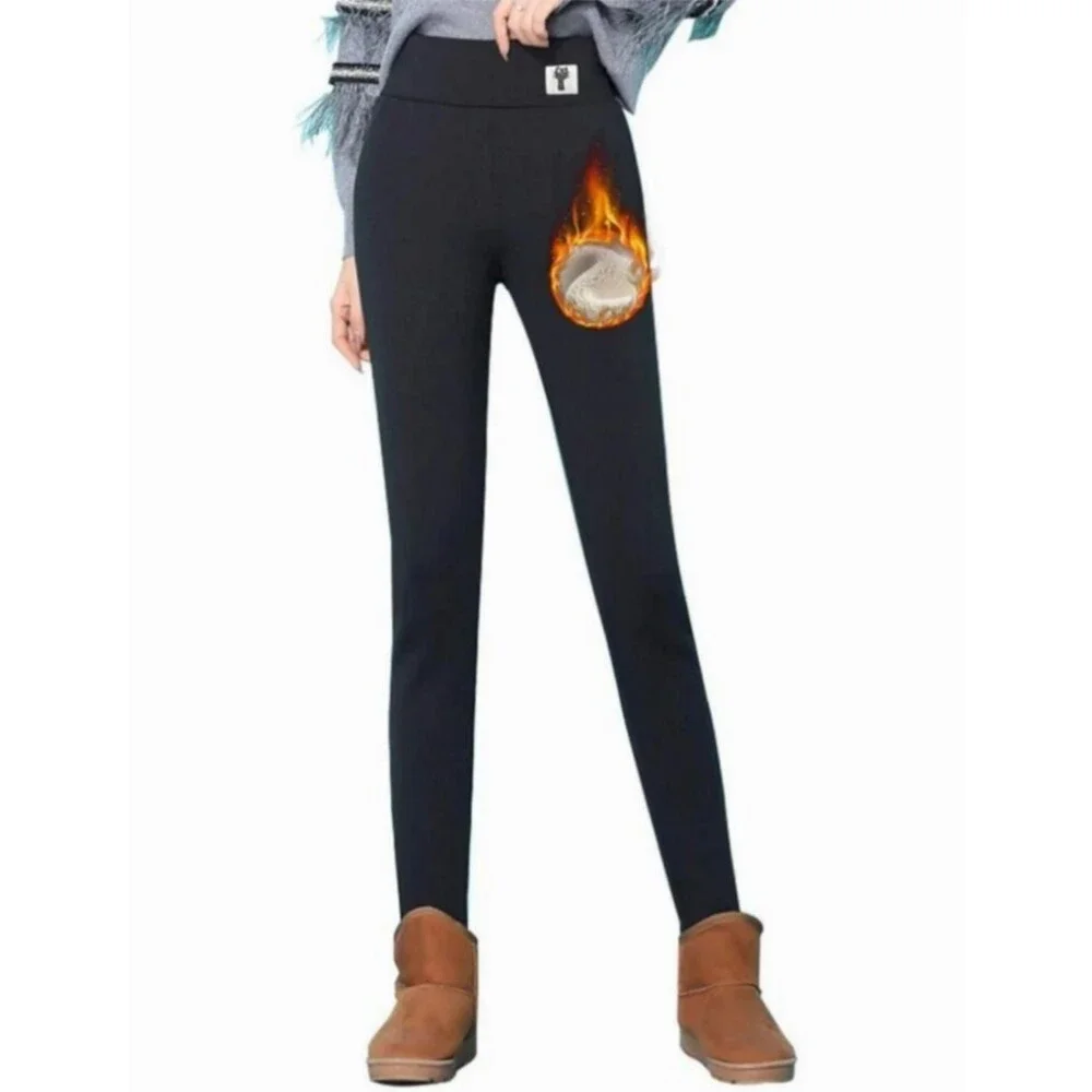 SIAEAMRG Sherpa Fleece Leggings Womens Estimated Size Medium Black Cream Read - Picture 3 of 14